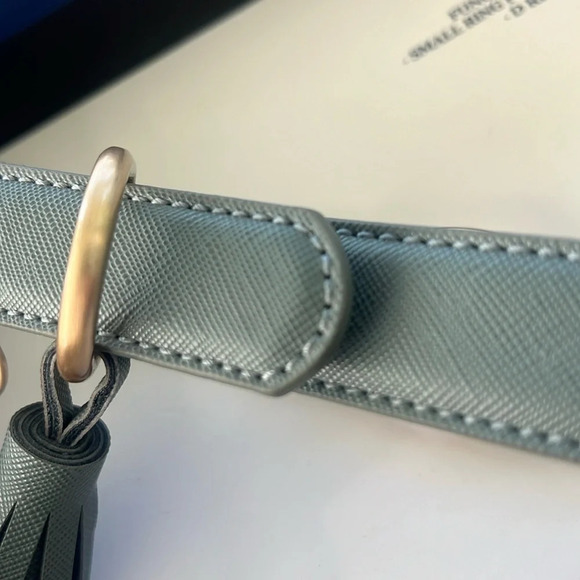 Southern Living Vegan-Leather Dog Collar Teal-Blue w/ Tassel Gold HW NWT - Picture 14 of 14